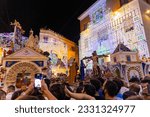 Small photo of Matera, Matera Italy - July 02 2023: Feast of Madonna della Bruna, Matera. A papier-mache cart is carried for the procession, then destroyed by the people as a rebirth