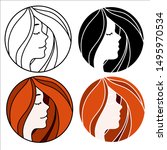 abstract women's face and hair. ... | Shutterstock .eps vector #1495970534