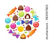 sweet candies flat icons set.... | Shutterstock .eps vector #583507801