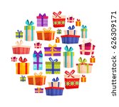 set of colorful gift boxes with ... | Shutterstock .eps vector #626309171