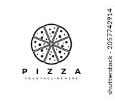 pizza logo line art... | Shutterstock .eps vector #2057742914