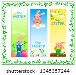 happy easter rabbits | Shutterstock .eps vector #1345357244