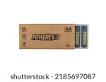 Small photo of Yerevan Armenia - August 2, 2022: Powerex Precharged Rechargeable NiMH batteries on a white background.