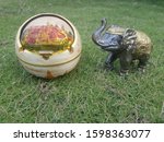Elephant Statue And Ceramic Jar ...