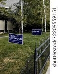 Small photo of Aspen, Colorado - September 16th, 2022: Campaign signs for Colorado candidates Jenna Griswold and Michael Bennet in a residential neighborhood in Downtown Aspen.
