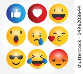 set of emoji icons  vector... | Shutterstock .eps vector #1496208644