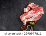 bacon strips fresh meat healthy meal food snack on the table copy space food background rustic top view