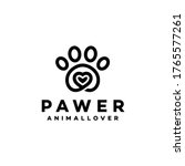 Paws Logo Vector With Heart Icon