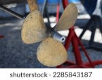 Ship propeller at shipyard for restoration
