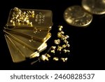 Gold bars gold coins money investing economy assets                               