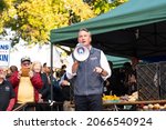 Small photo of Alexandria, Virginia, USA- October 30th, 2021: Glenn Youngkin speaking to a crowd that gathered in Alexandria during a campaign stop days before the Virginia Gubernatorial election.