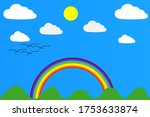 rainbow color with clouds with... | Shutterstock . vector #1753633874