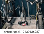 Small photo of Picture showing bicycle theaft. Theft of a bicycle. Bicycle stolen and left only front wheel