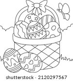 easter basket coloring page for ... | Shutterstock .eps vector #2120297567