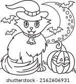 vampire cat halloween coloring... | Shutterstock .eps vector #2162606931