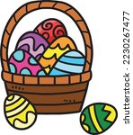 Easter Egg Basket Cartoon...