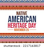 Native American Heritage Day Wallpaper with Traditional colors and border design. Indian American heritage month background with typography
