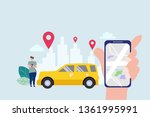 online car sharing  mobile city ... | Shutterstock .eps vector #1361995991
