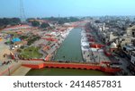 Small photo of Ayodhya, Uttar Pradesh, India, January 07 2024, Ayodhya Drone view Shri Ram Mandir, Shri Hanuman Garhi Mandir, Lata Mangeshkar Chowk and Ram ki Paidi Ghats