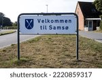 Small photo of Road signage in the Danish Saelvig Harbour in the island of Samso, a model renewable energy community located in the Kattegat Strait between Jutland and the Swedish west coast.