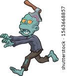 cartoon zombie running with an... | Shutterstock .eps vector #1563668857