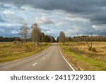 Small photo of Autumn road somewhere in Kaluga hinterland, Kaluga region of Russia