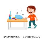 happy cute little kid cleaning... | Shutterstock .eps vector #1798960177