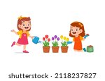 cute little girl stand and... | Shutterstock .eps vector #2118237827