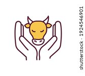 Livestock protection RGB color icon. Veterinary service. Animal rights and healthcare, abuse prevention. Cattle welfare. Farming industry. Ethical agriculture business. Isolated vector illustration