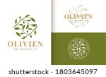 olive branch logo design with 3 ... | Shutterstock .eps vector #1803645097