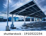 Small photo of A solar carport for producing renewable energy and electric vehicle charging in Airdrie Alberta Canada.