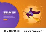 the witch flew on a broomstick... | Shutterstock .eps vector #1828712237
