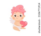 cute cupid with heart. vector... | Shutterstock .eps vector #2106771914