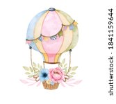 Watercolor Balloon With Peonies ...