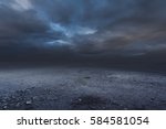 Surreal gravel dark background with dramatic sky