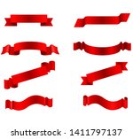 set red banners labels ribbon... | Shutterstock . vector #1411797137