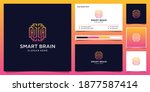 smart brain with line art style.... | Shutterstock .eps vector #1877587414