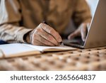 Small photo of Finance, retirement and old man with paperwork, laptop and budget plan, checking investment and taxes. Mortgage, insurance document and online pension savings review, senior man with debt in home.