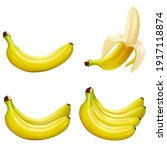 banana set. whole  half and... | Shutterstock .eps vector #1917118874
