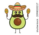 cute mexican avocado vector... | Shutterstock .eps vector #2098020217