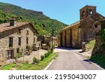 Small photo of Entrance to the beautiful medieval village made all with stone in the mountains of Cataluna, Beget, Girona.
