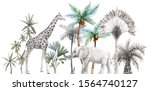 Watercolor Safari Animals With...