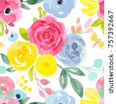 watercolor vector floral... | Shutterstock .eps vector #757392667