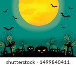 happy halloween pumpkins ... | Shutterstock .eps vector #1499840411