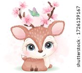cute deer with watercolor effect | Shutterstock .eps vector #1726139167