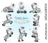 cute doodle zebra poses with... | Shutterstock .eps vector #1856108554