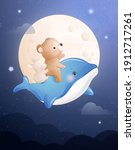cute doodle bear and little... | Shutterstock . vector #1912717261