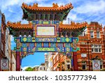 London Chinatown entrance gate in traditional chinese design, England, United Kingdom. 