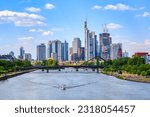 Frankfurt am Main city skyline on a bright sunny summer day, Germany