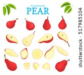vector set of red fruits. pear... | Shutterstock .eps vector #517985104